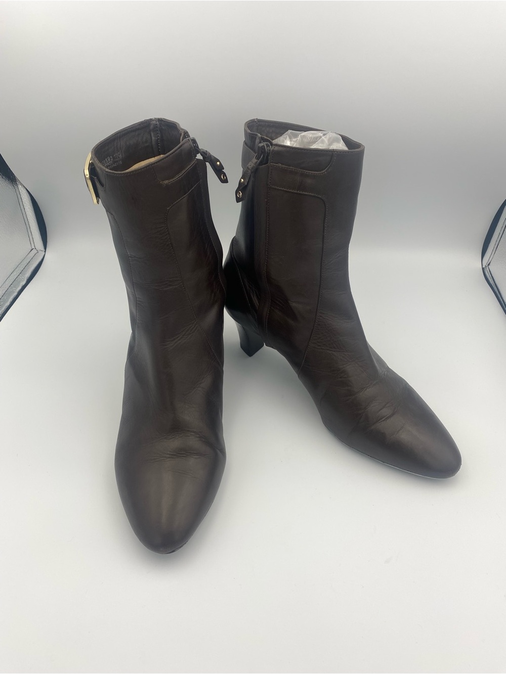 Cole Haan Dark Brown Leather Pointed Ankle Boots